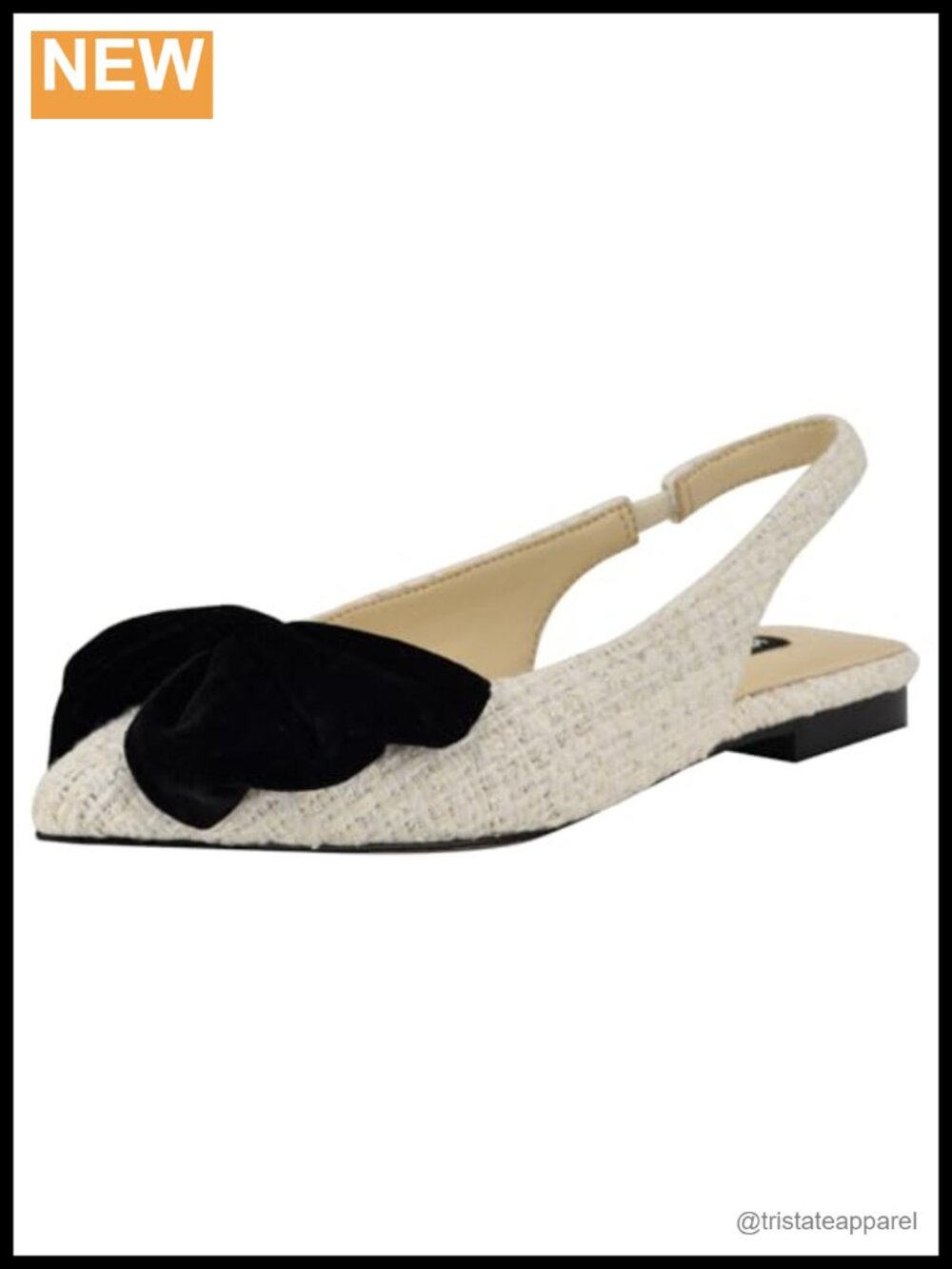 Pointed Toe Slingback Dress Flats with Bow Detailing